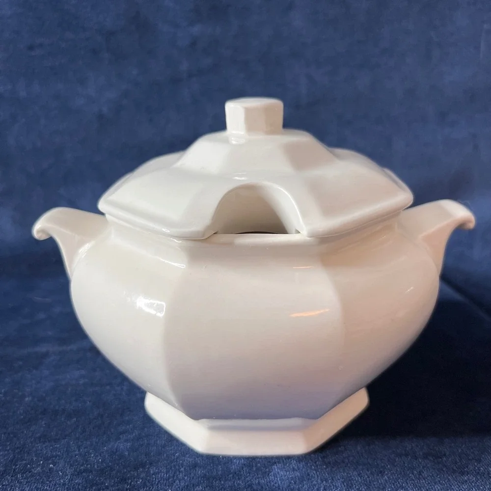 Vintage White Octagonal Gravy Tureen